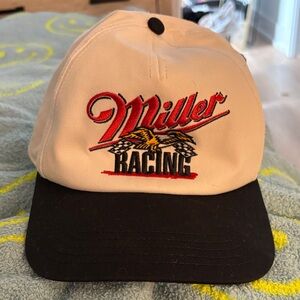 American Needle White and Black Miller Racing Hat